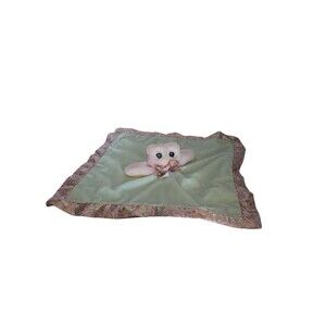Bearington Baby Owl Lovey Mint Green Pink Paisley Satin Security Blanket 18"